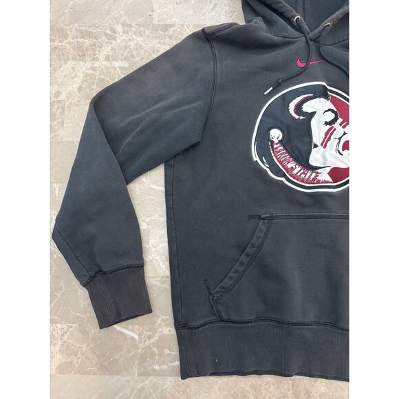 Nike FSU Seminoles Logo Hoodie Sweatshirt Small Black Center Swoosh NCAA - Picture 2 of 12